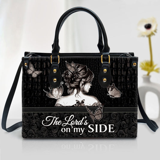The Lord‘s On My Side Butterfly Leather Handbag, Religious Gifts For Women, Women Pu Leather Bag