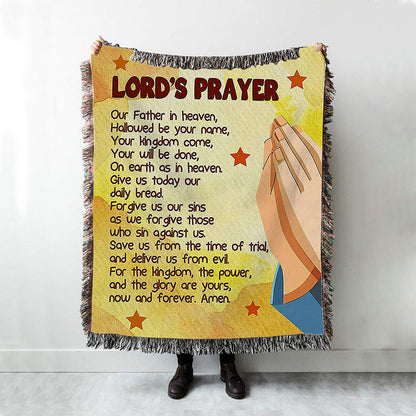 The Lord's Prayer Kid's Scripture Throw Blanket Print - Christian Woven Throw Blanket Decor