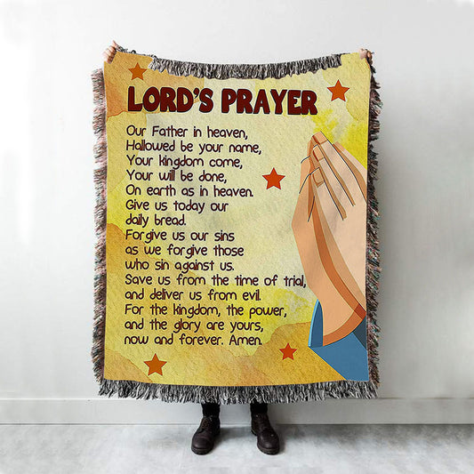 The Lord's Prayer Kid's Scripture Throw Blanket Print - Christian Woven Throw Blanket Decor