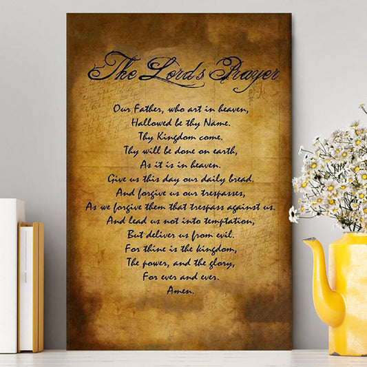 The Lord's Prayer Matthew 6 9 13 Brown Canvas Print - Christian Canvas Wall Art Decor