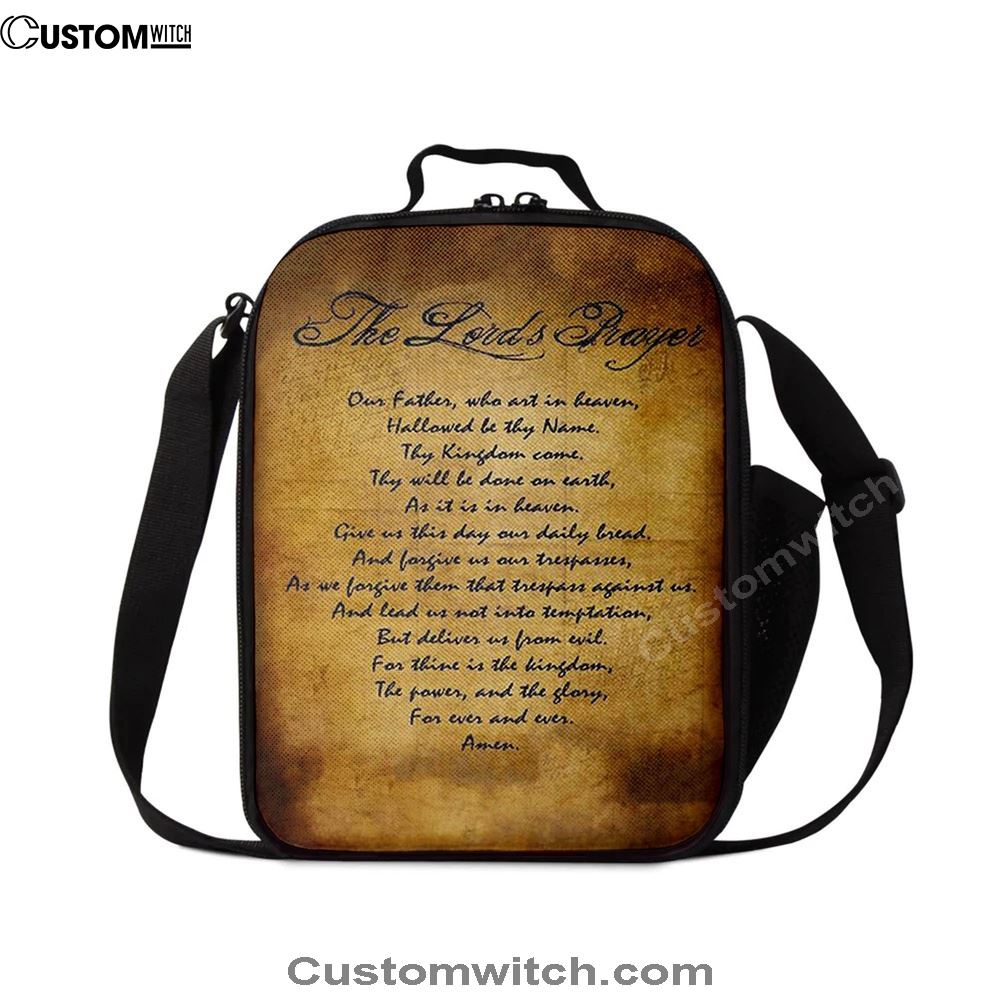 The Lord's Prayer Matthew 6 9 13 Brown Lunch Bag For Men And Women, Spiritual Christian Lunch Box For School, Work