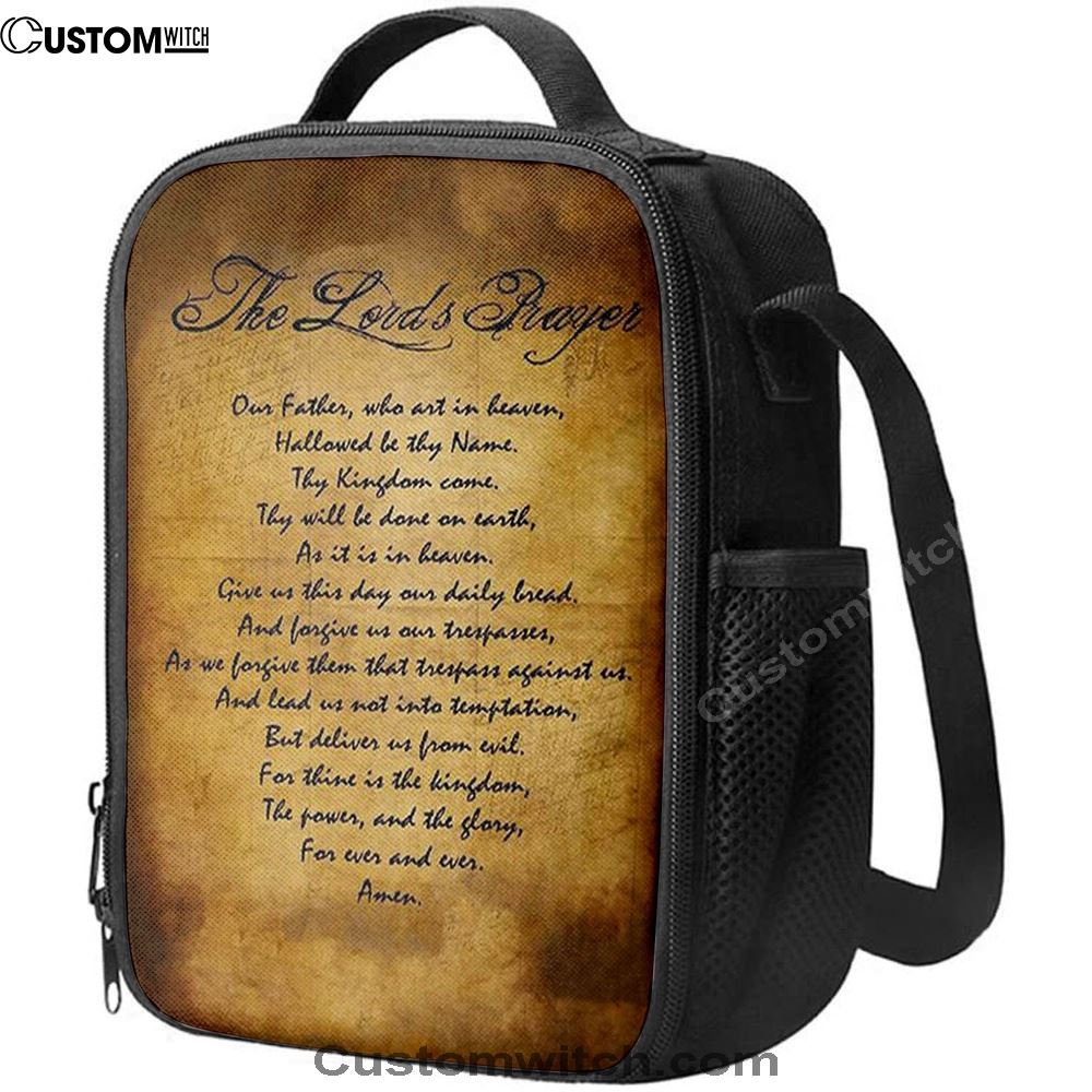 The Lord's Prayer Matthew 6 9 13 Brown Lunch Bag For Men And Women, Spiritual Christian Lunch Box For School, Work
