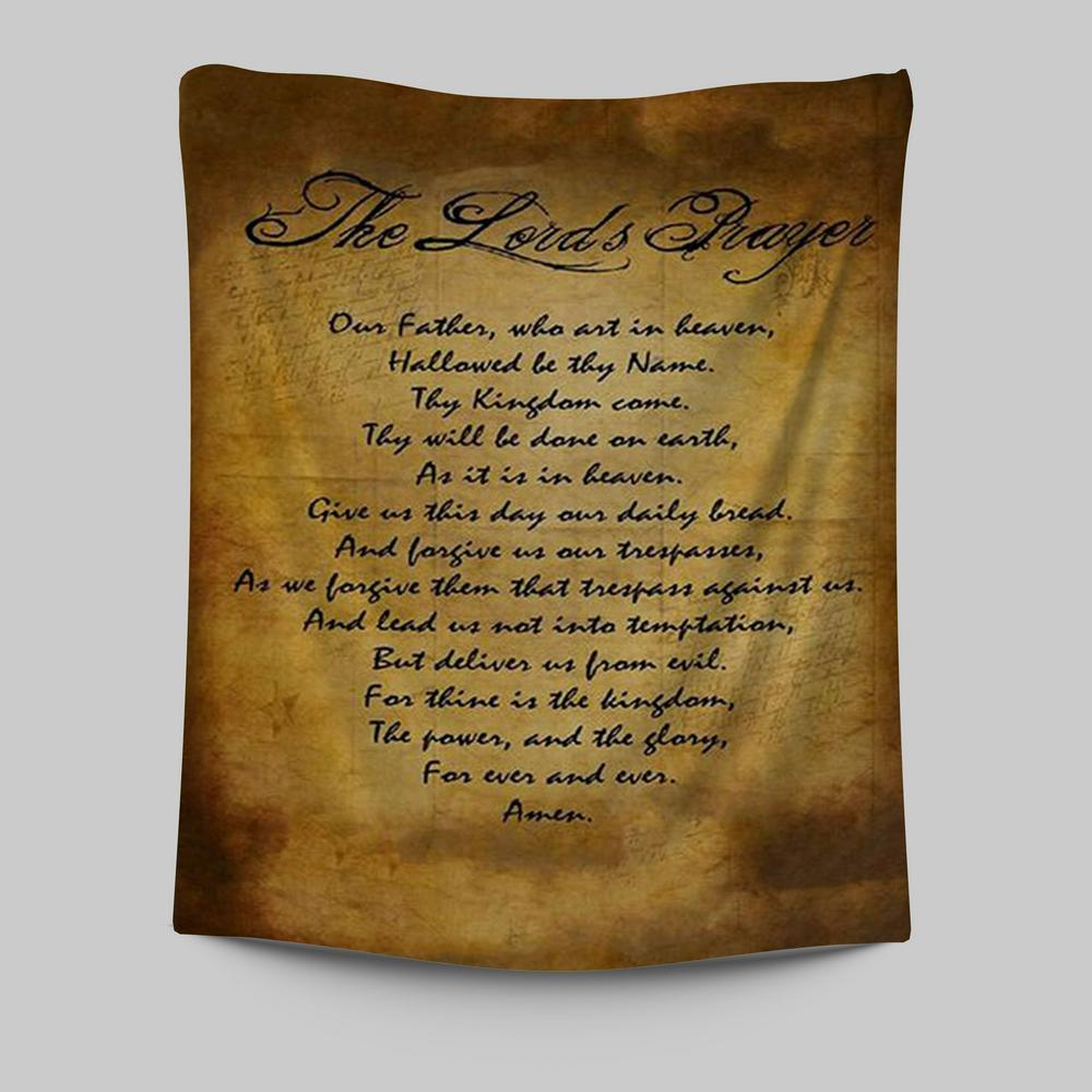 The Lord's Prayer Matthew 6 9 13 Brown Tapestry Print - Christian Tapestries Wall Art Decor