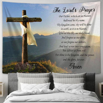 The Lord's Prayer Tapestry Print - Christian Tapestry Wall Art - Christian Wall Decor