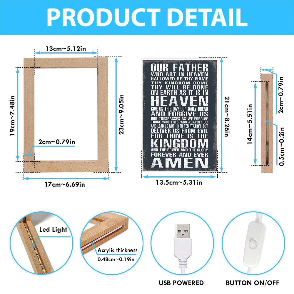 The Lords Prayer Art - Our Father Who Art In Heaven - Christian Night Light Decor
