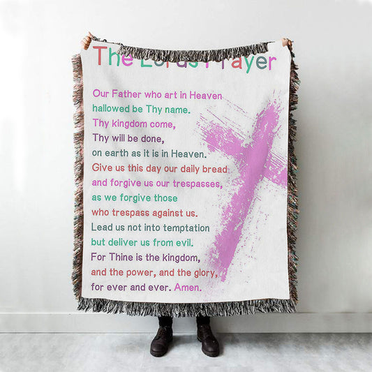 The Lords Prayer Bible Verse Throw Blanket - Christian Gifts For Toddler Or Baby Boys Bedroom - Christian Woven Throw Blanket Decor