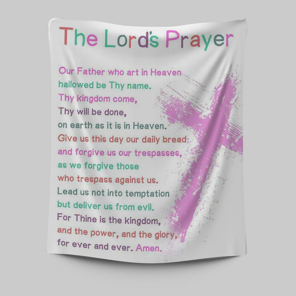 The Lords Prayer Bible Verse Wall Art - Christian Gifts For Toddler Or Baby Boys Bedroom - Christian Tapestries Wall Art Decor