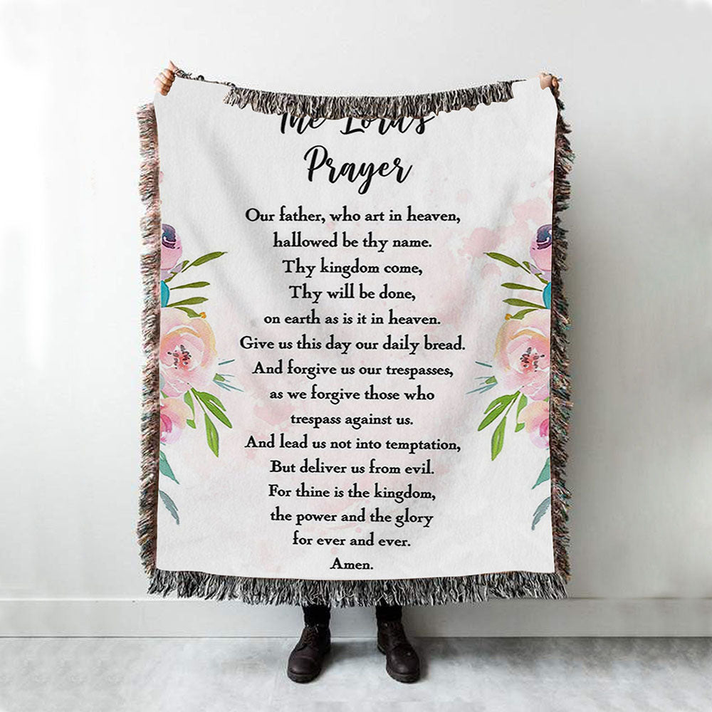 The Lords Prayer Boho Blanket - Bible Verse Throw Blanket - Gift For Women, Pastor