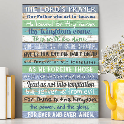 The Lords Prayer Canvas Wall Art - Rustic Religious Wall Decor - Christian Canvas Wall Art Decor