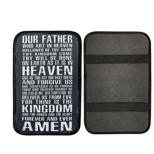 The Lords Prayer Car Armrest Pad - Our Father Who Art In Heaven, Bible Verse Car Interior Accessories