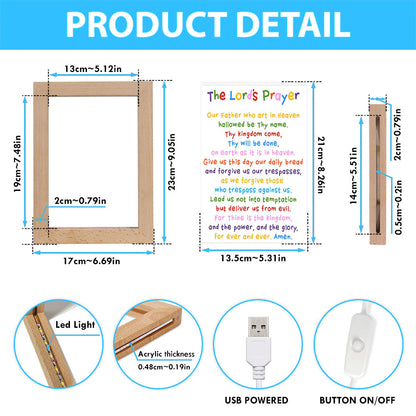 The Lords Prayer Frame Lamp Art - Christian Night Light Decor