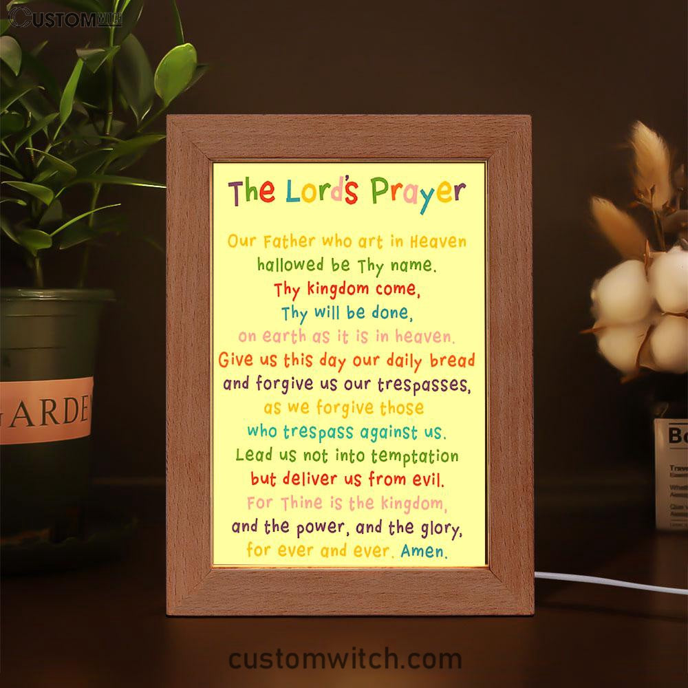 The Lords Prayer Frame Lamp Art - Christian Night Light Decor