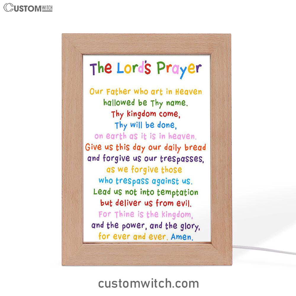 The Lords Prayer Frame Lamp Art - Christian Night Light Decor