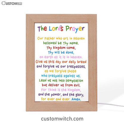 The Lords Prayer Frame Lamp Art - Christian Night Light Decor