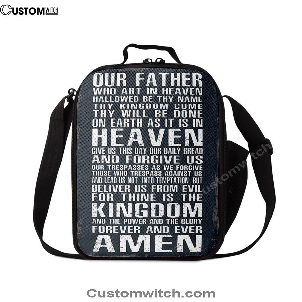 The Lords Prayer Lunch Bag For Men And Women - Our Father Who Art In Heaven, Spiritual Christian Lunch Box For School, Work