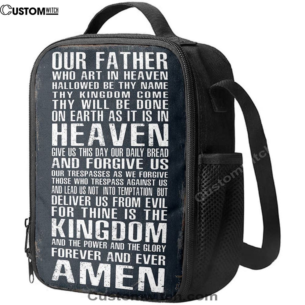 The Lords Prayer Lunch Bag For Men And Women - Our Father Who Art In Heaven, Spiritual Christian Lunch Box For School, Work