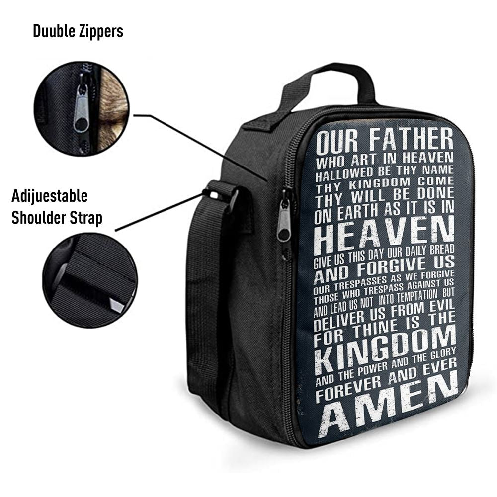 The Lords Prayer Lunch Bag For Men And Women - Our Father Who Art In Heaven, Spiritual Christian Lunch Box For School, Work