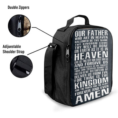 The Lords Prayer Lunch Bag For Men And Women - Our Father Who Art In Heaven, Spiritual Christian Lunch Box For School, Work