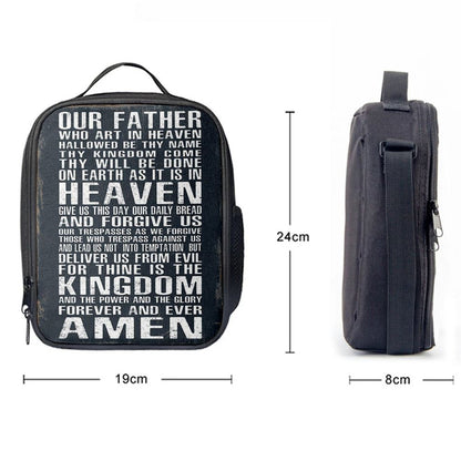 The Lords Prayer Lunch Bag For Men And Women - Our Father Who Art In Heaven, Spiritual Christian Lunch Box For School, Work