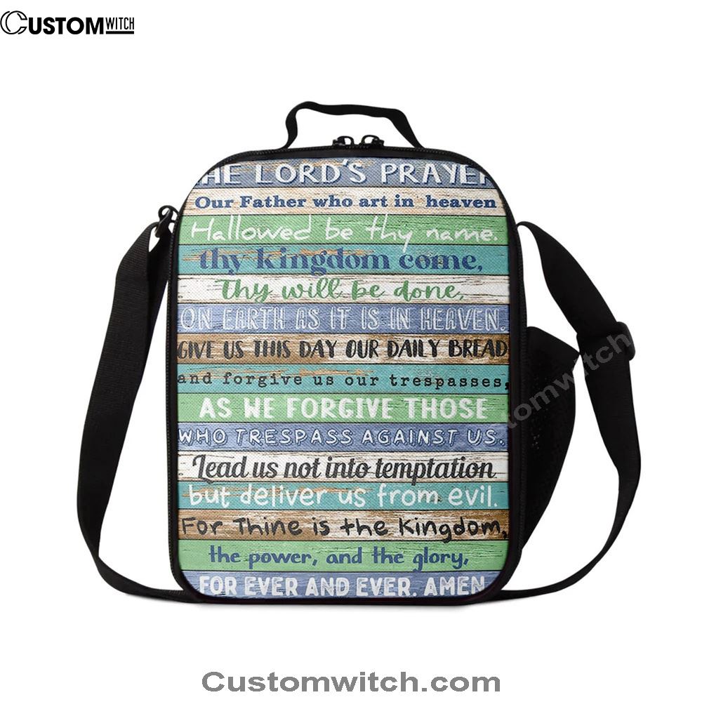 The Lords Prayer Lunch Bag For Men And Women - Rustic Religious Lunch Bag, Spiritual Christian Lunch Box For School, Work