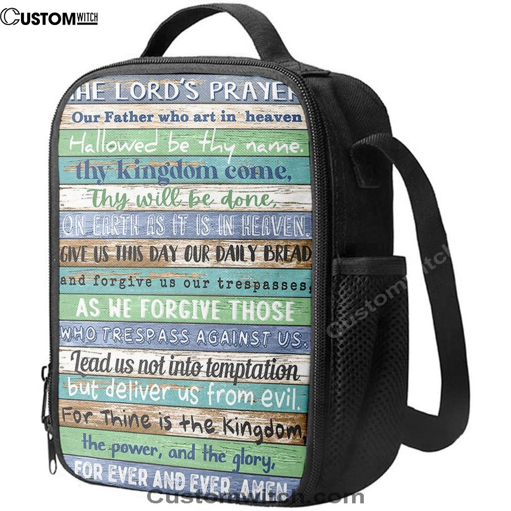 The Lords Prayer Lunch Bag For Men And Women - Rustic Religious Lunch Bag, Spiritual Christian Lunch Box For School, Work