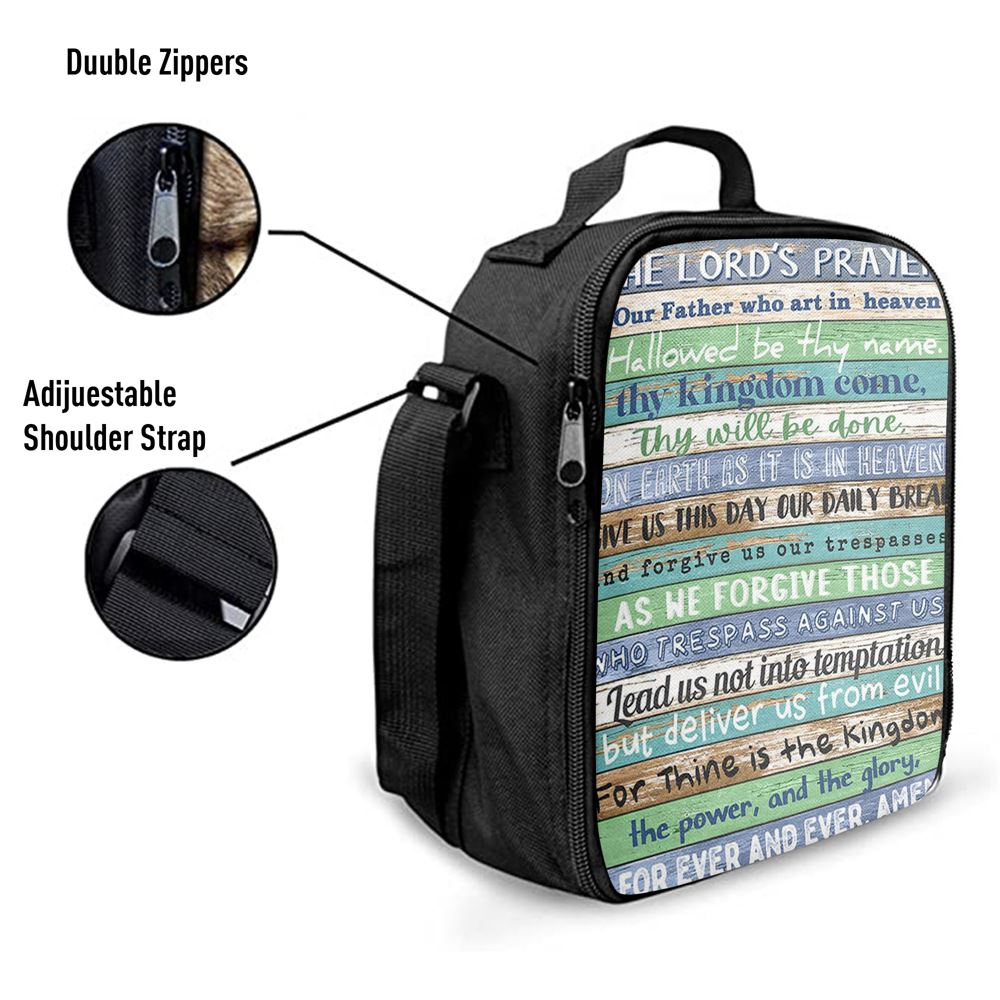 The Lords Prayer Lunch Bag For Men And Women - Rustic Religious Lunch Bag, Spiritual Christian Lunch Box For School, Work