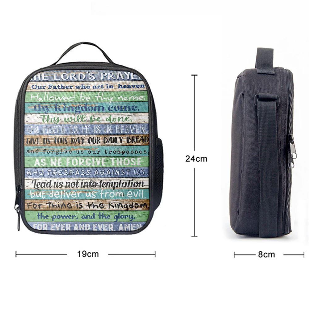 The Lords Prayer Lunch Bag For Men And Women - Rustic Religious Lunch Bag, Spiritual Christian Lunch Box For School, Work