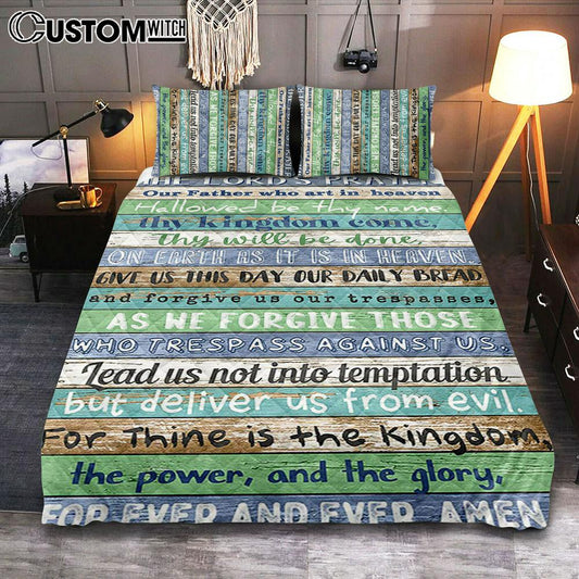 The Lords Prayer Quilt Bedding Set Bedroom - Rustic Religious Cover Twin Bedding Decor - Christian Quilt Bedding Set Bedroom Decor