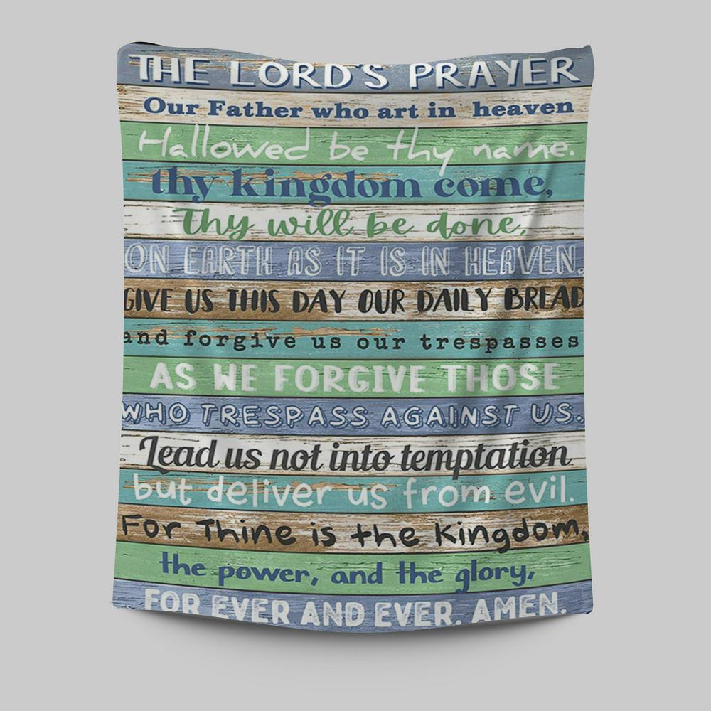 The Lords Prayer Tapestry Wall Art - Rustic Religious Wall Decor - Christian Tapestries Wall Art Decor