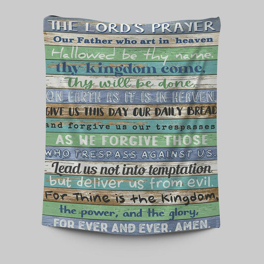 The Lords Prayer Tapestry Wall Art - Rustic Religious Wall Decor - Christian Tapestries Wall Art Decor