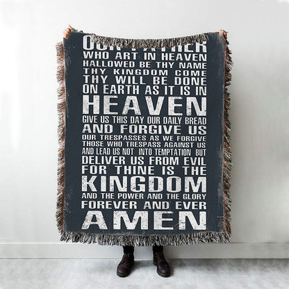 The Lords Prayer Throw Blanket - Our Father Who Art In Heaven - Christian Woven Throw Blanket Decor