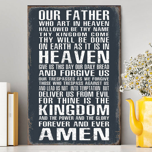 The Lords Prayer Wall Art - Our Father Who Art In Heaven - Christian Canvas Wall Art Decor