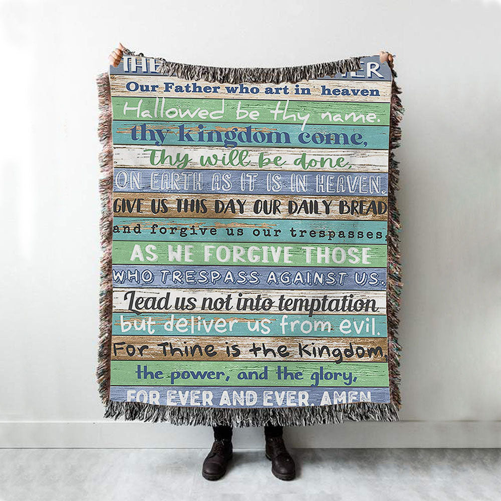 The Lords Prayer Woven Throw Blanket - Rustic Religious Boho Blanket - Christian Woven Throw Blanket Decor