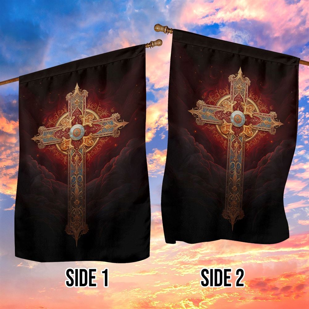 The Majestic Cross Of Yuletide Flag, Christian Christmas House Flag, Christmas Outdoor Decor Ideas