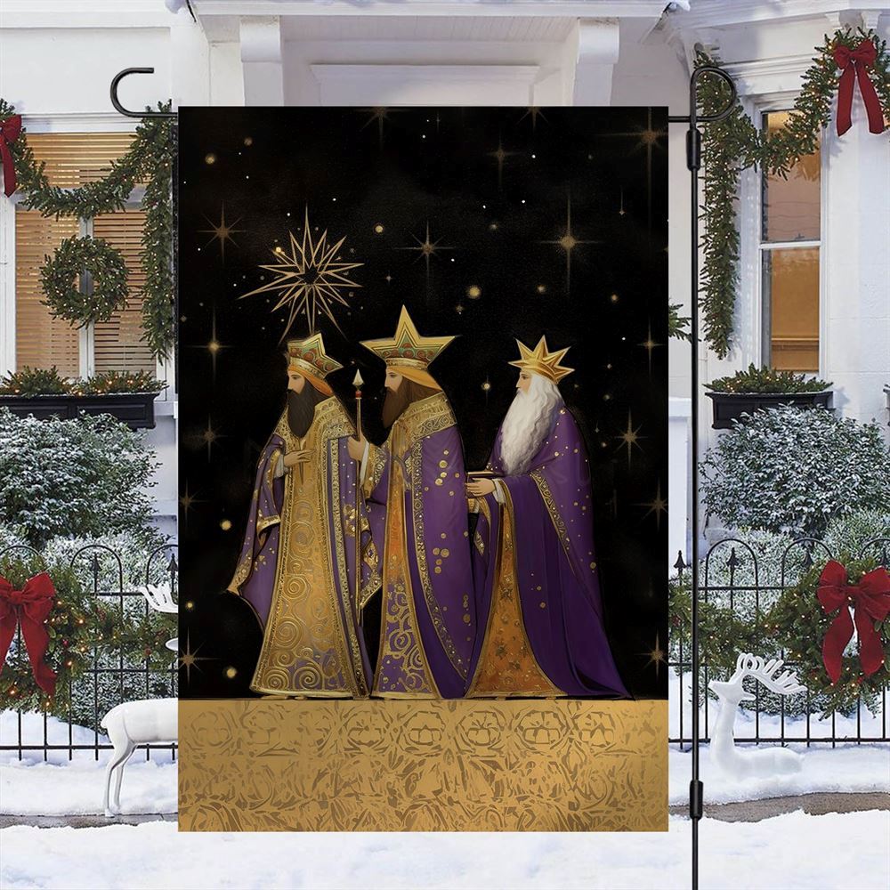The Majestic Journey Of he Three Wise Men Flag, Christian Christmas House Flag, Christmas Outdoor Decor Ideas