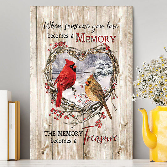 The Memory Becomes A Treasure Heart Of Thorn Red Cardinal Canvas - Christian Wall Art - Religious Home Decor