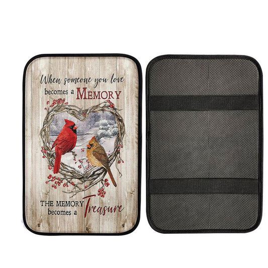 The Memory Becomes A Treasure Heart Of Thorn Red Cardinal Car Armrest Pad, Religious Car Interior Accessories