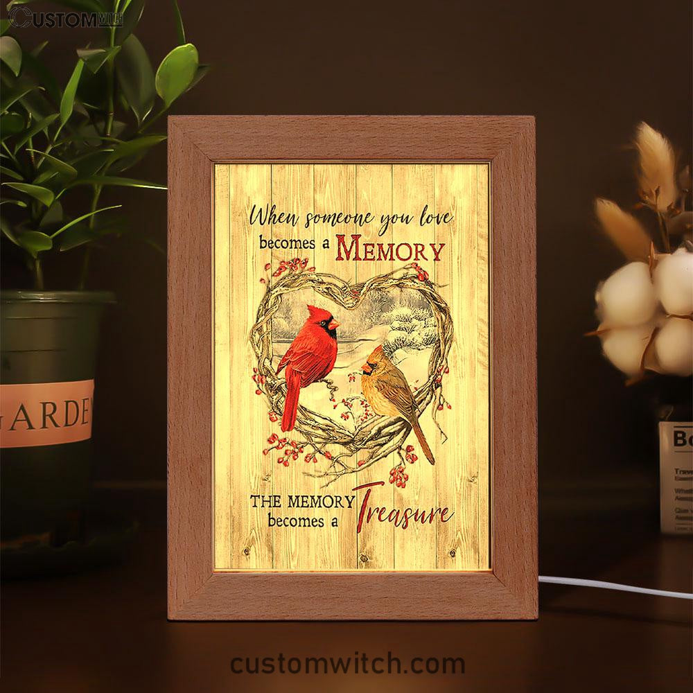 The Memory Becomes A Treasure Heart Of Thorn Red Cardinal Frame Lamp - Christian Art - Religious Home Decor