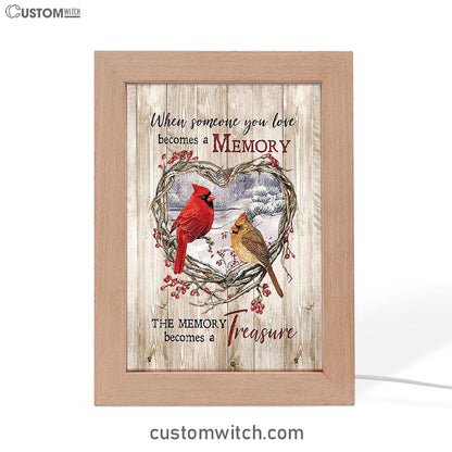 The Memory Becomes A Treasure Heart Of Thorn Red Cardinal Frame Lamp - Christian Art - Religious Home Decor