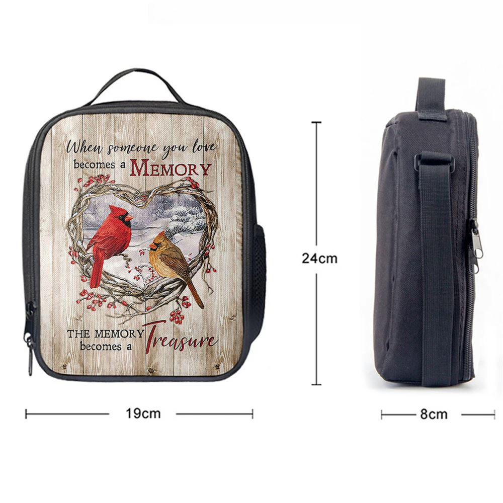The Memory Becomes A Treasure Heart Of Thorn Red Cardinal Lunch Bag For Men And Women, Spiritual Christian Lunch Box For School, Work