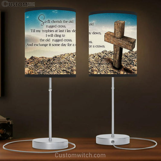 The Old Rugged Cross Table Lamb Gift Print - Christian Bedroom Decor