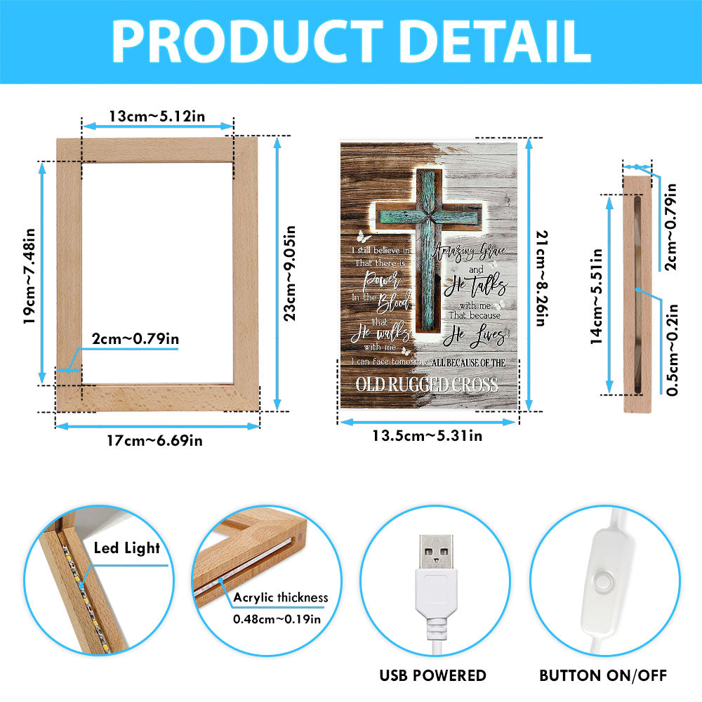 The Old Rugged Cross Frame Lamp Art - Christian Art - Bible Verse Art - Religious Home Decor