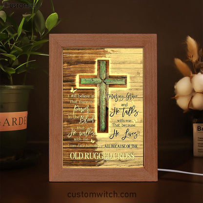 The Old Rugged Cross Frame Lamp Art - Christian Art - Bible Verse Art - Religious Home Decor