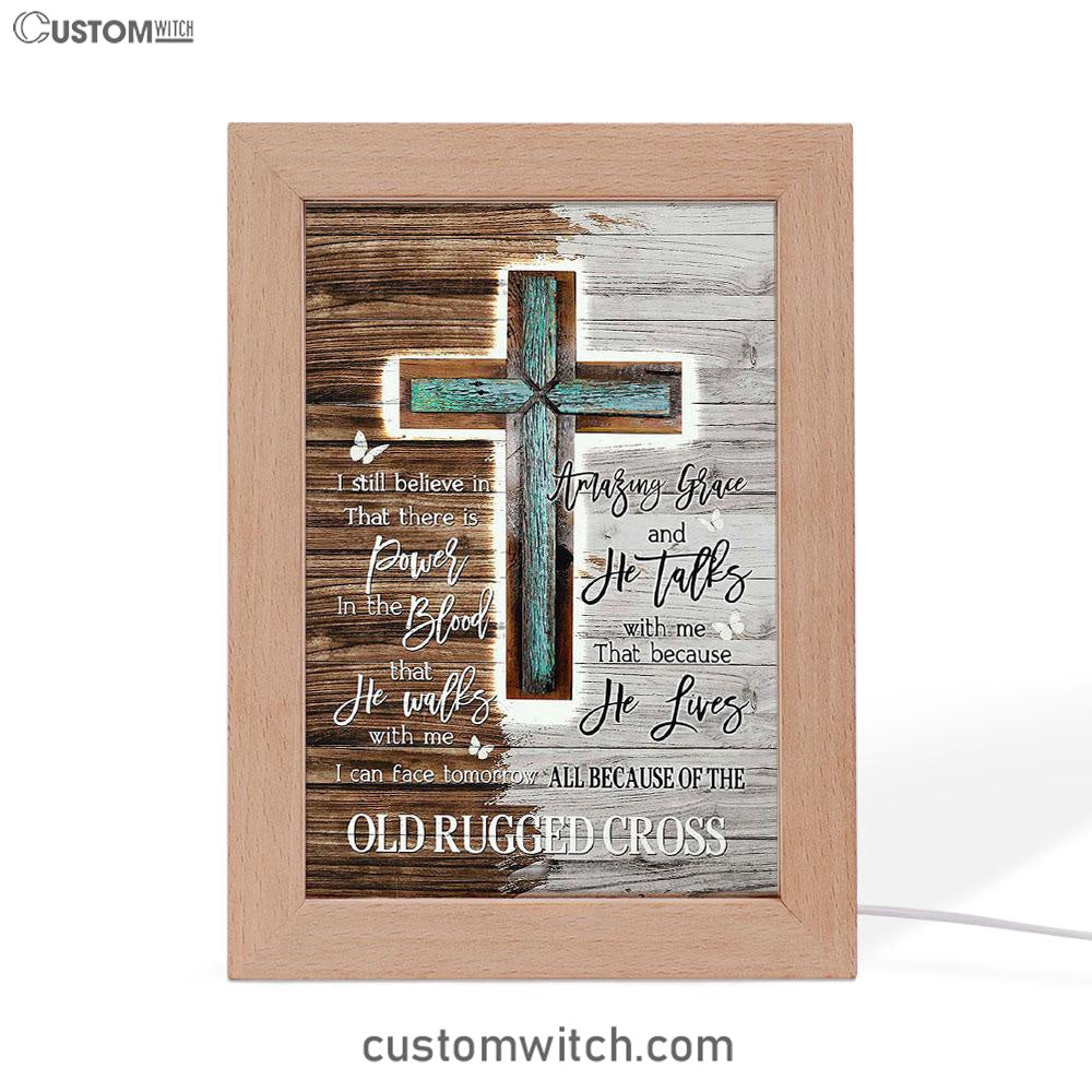 The Old Rugged Cross Frame Lamp Art - Christian Art - Bible Verse Art - Religious Home Decor