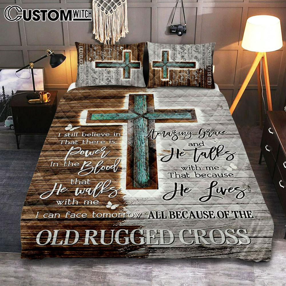 The Old Rugged Cross Quilt Bedding Set Art - Christian Art - Bible Verse Bedroom - Religious Home Decor