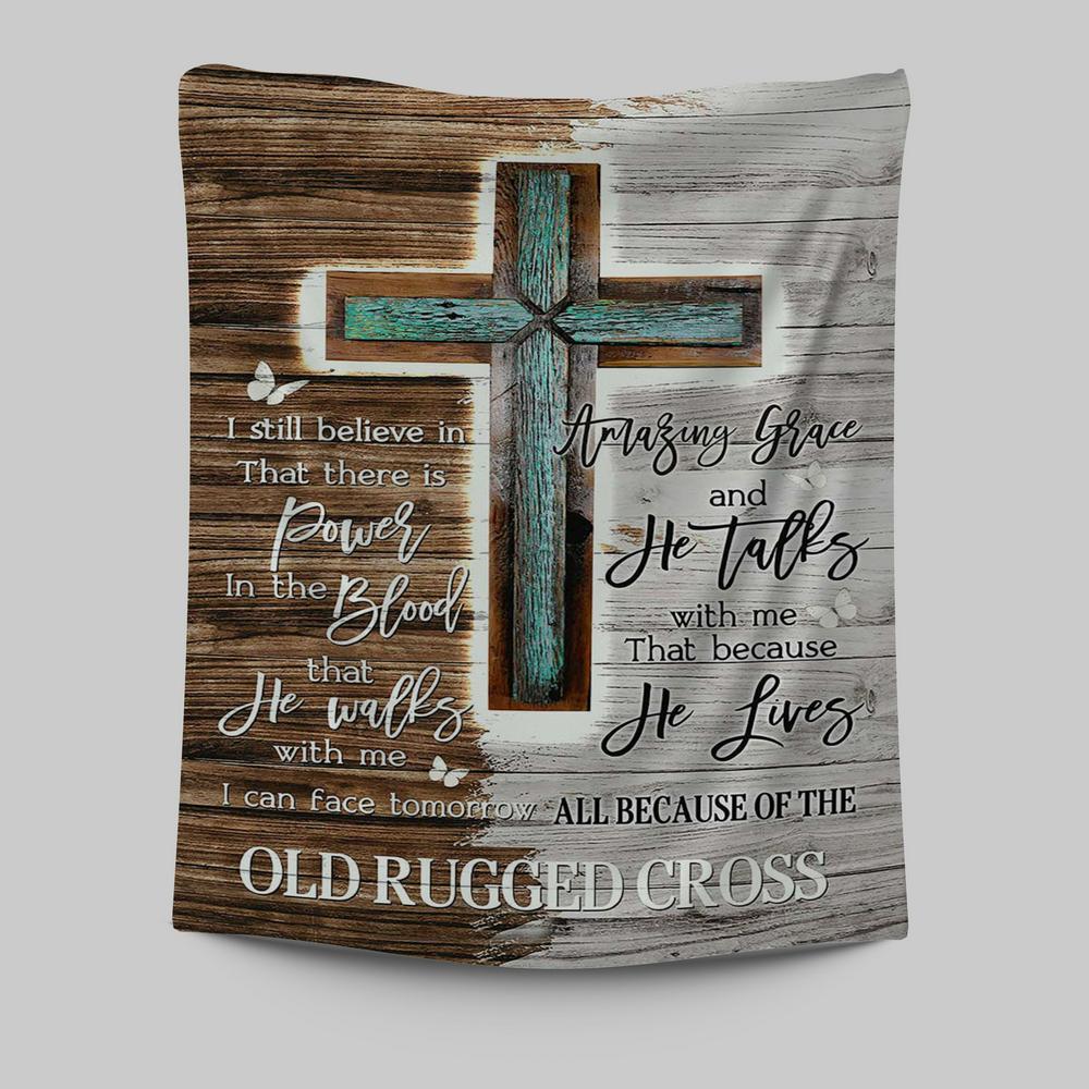 The Old Rugged Cross Tapestry Art - Christian Art - Bible Verse Wall Art - Religious Home Decor