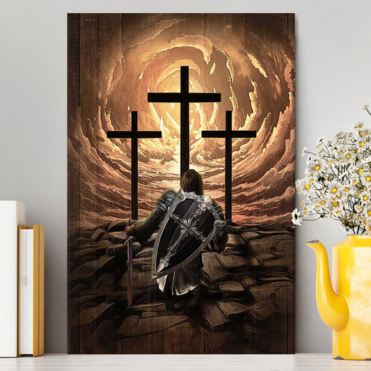 The Old Rugged Cross Warrior Of God Knight Canvas Art - Christian Art - Bible Verse Wall Art - Religious Home Decor