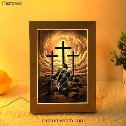 The Old Rugged Cross Warrior Of God Knight Frame Lamp Art - Christian Art - Bible Verse Art - Religious Home Decor