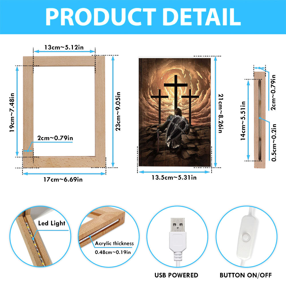 The Old Rugged Cross Warrior Of God Knight Frame Lamp Art - Christian Art - Bible Verse Art - Religious Home Decor