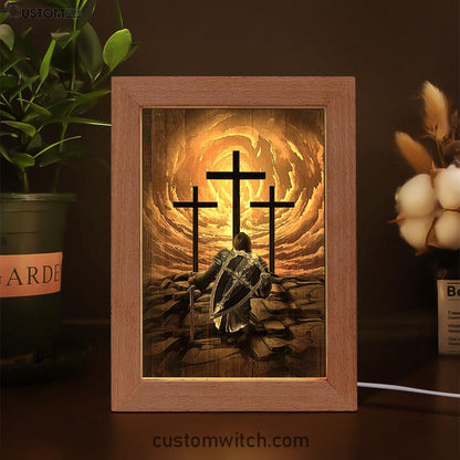 The Old Rugged Cross Warrior Of God Knight Frame Lamp Art - Christian Art - Bible Verse Art - Religious Home Decor
